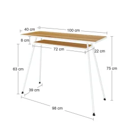 Letti Moderni Bürotisch Kost Dash 100x40 cm – Walnuss Tróia mit Weiß