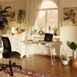 Letti Moderni Bürotisch Kost Dash 100x40 cm – Walnuss Tróia mit Weiß