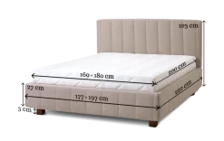 Letti Moderni Polsterbett Reta 180x200 in Siena Beige