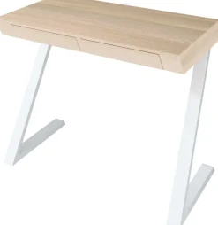 Letti Moderni Schreibtisch Nith 100x76 cm in Eiche Weiß – moderner Arbeitstisch