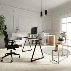 Letti Moderni Schreibtisch Wye 110x60 cm – Schwarz mit Wengue Dekor