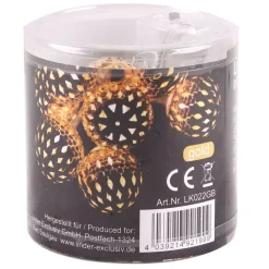 LEX LED Batterie-Lichterkette Gold-Ball warmweiß
