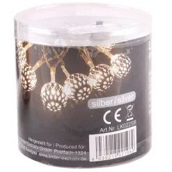 LEX LED Batterie-Lichterkette Silber-Ball 10er ca. 1,2m warmweiss
