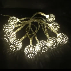 LEX LED Batterie-Lichterkette Silber-Ball 10er ca. 1,2m warmweiss