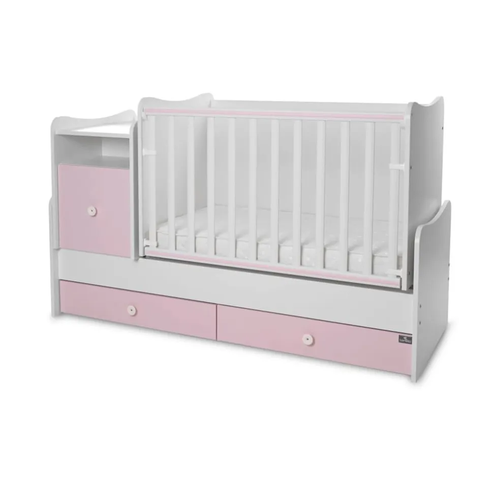 Lorelli Babybett 4 in 1 Trend Plus NEW Schaukelfunktion Jugendbett Schreibtisch pink
