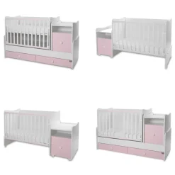 Lorelli Babybett 4 in 1 Trend Plus NEW Schaukelfunktion Jugendbett Schreibtisch pink