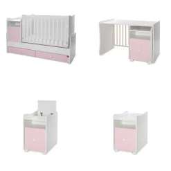 Lorelli Babybett 4 in 1 Trend Plus NEW Schaukelfunktion Jugendbett Schreibtisch pink