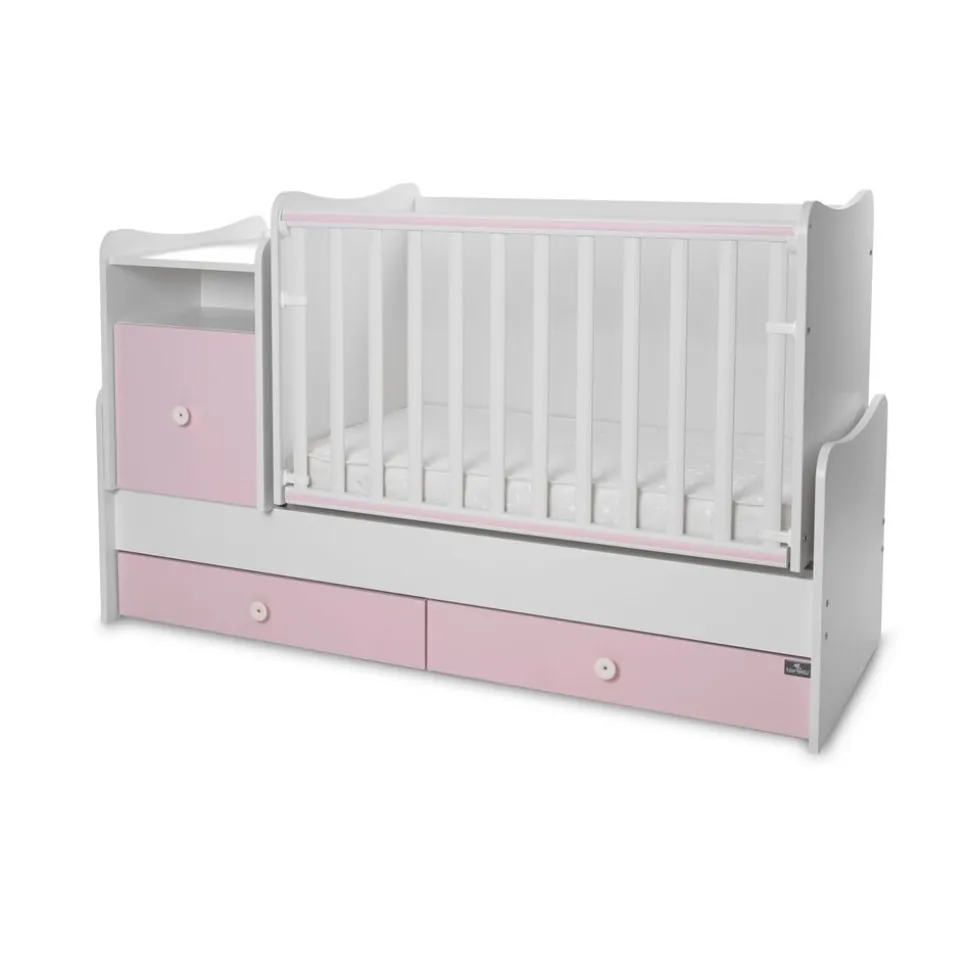 Lorelli Babybett 4 in 1 Trend Plus NEW Schaukelfunktion Jugendbett Schreibtisch pink