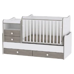 Lorelli Baby- Jugendbett Combo umbaubar 2 Kinder gleichzeitig Schaukelfunktion weiß