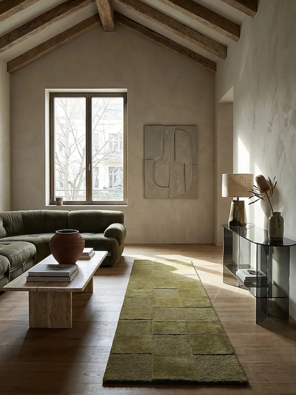 Läufer Wolle Erdtöne-Grün 60 x 230 cm - DEBEN | Kadima Design
