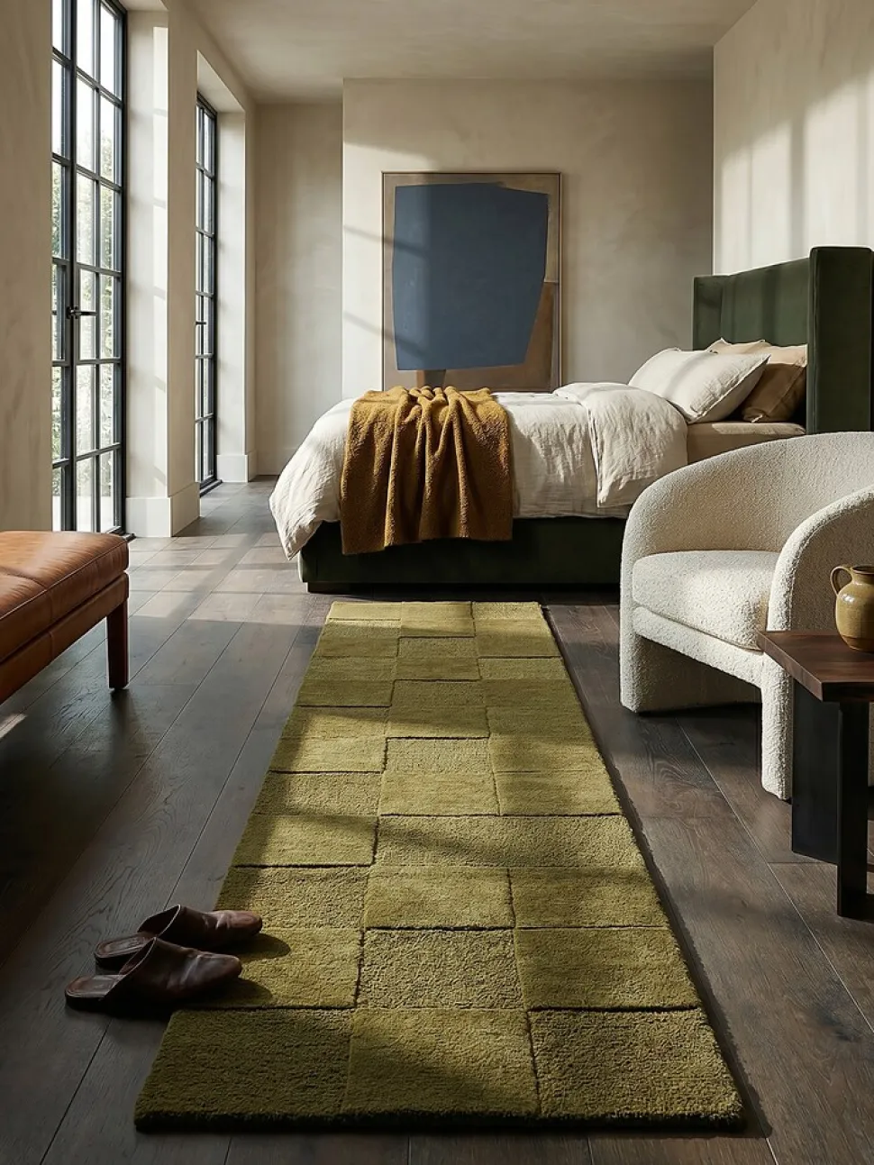 Läufer Wolle Erdtöne-Grün 60 x 230 cm - DEBEN | Kadima Design