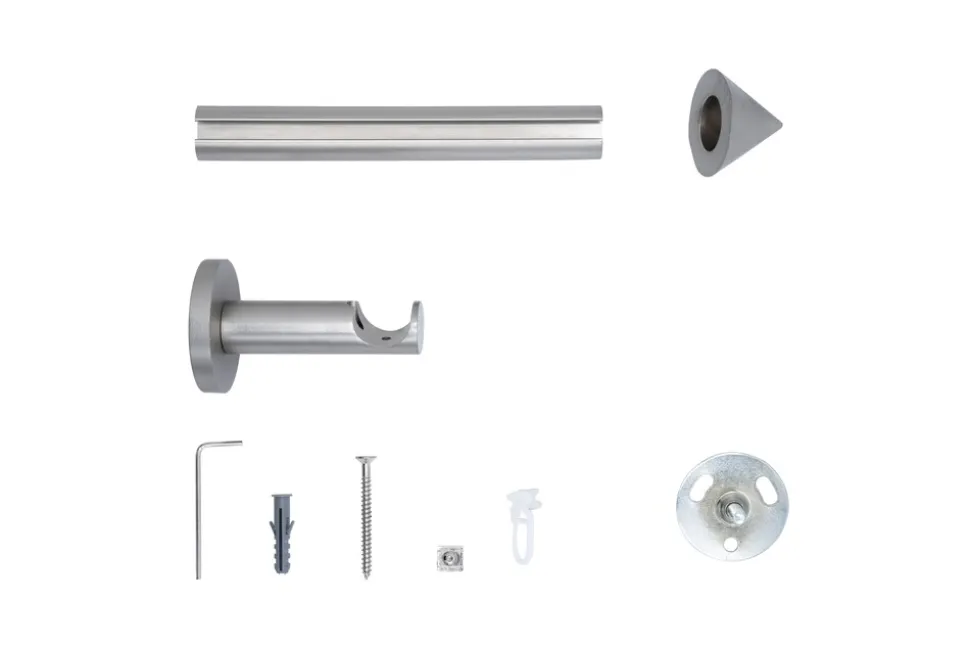 20mm,1-läufig,Profil,Wandträger 6,5cm,Endstück cone Farbe: Edelstahl-Optik, Größe: 100cm