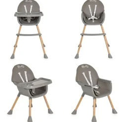 Moni Kinderhochstuhl Biscotti 2 in 1 Kinderstuhl Anti-Rutsch-Füße Doppeltablett grau