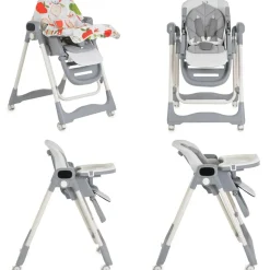 Moni Kinderhochstuhl Fuji Babyschaukel Rollen klappbar Fernbedienung Lätzchen grau
