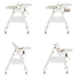 Moni Kinderhochstuhl Lindo klappbar Lätzchen Besteck Räder Korb höhenverstellbar weiß