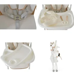 Moni Kinderhochstuhl Lindo klappbar Lätzchen Besteck Räder Korb höhenverstellbar weiß