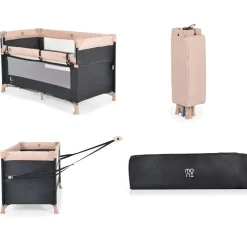 Moni Reisebett Next Level, 2 Ebenen, Matratze, Seite zum klappen, Beistellbett beige