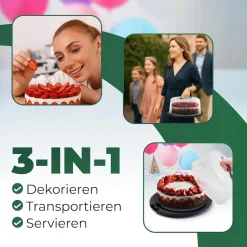 Novaliv Kuchen-Transportbox (Rund Ø30 x 17 cm), Aufbewahrungsbox mit Deckel für Kuchen & Torten, Tortentransportbox Tortenglocke Tortenbehälter, Zubehör Box Aufbewahrung Platte Behälter Haube