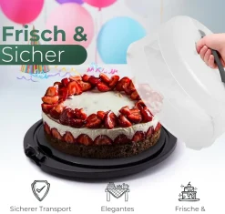 Novaliv Kuchen-Transportbox (Rund Ø30 x 17 cm), Aufbewahrungsbox mit Deckel für Kuchen & Torten, Tortentransportbox Tortenglocke Tortenbehälter, Zubehör Box Aufbewahrung Platte Behälter Haube