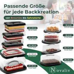 Novaliv Kuchen-Transportbox (Rund Ø30 x 17 cm), Aufbewahrungsbox mit Deckel für Kuchen & Torten, Tortentransportbox Tortenglocke Tortenbehälter, Zubehör Box Aufbewahrung Platte Behälter Haube