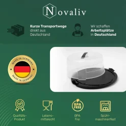 Novaliv Kuchen-Transportbox (Rund Ø30 x 17 cm), Aufbewahrungsbox mit Deckel für Kuchen & Torten, Tortentransportbox Tortenglocke Tortenbehälter, Zubehör Box Aufbewahrung Platte Behälter Haube