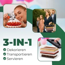 Novaliv Kuchen-Transportbox mit einer Etage und Deckel und Einlage (Rechteckig 40 x 30 cm) Aufbewahrungsbox mit Sicherheitsverschluss Party-Box Container Tortentransportbox Tortenbehälter