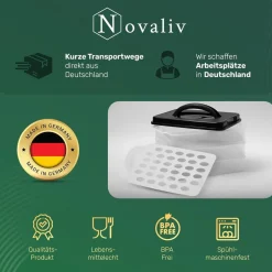 Novaliv Kuchen-Transportbox mit einer Etage und Deckel und Einlage (Rechteckig 40 x 30 cm) Aufbewahrungsbox mit Sicherheitsverschluss Party-Box Container Tortentransportbox Tortenbehälter