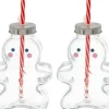Novaliv 2X Tassen Glühwein 440 ml Personalisierte Weihnachtstasse mit Trinkhalm - Lebkuchenmann als Glühweinbecher - Christbaumkugel Motiv Tasse Tannenbaum Kugel Weihnachtstassen Handwärmer Mugs