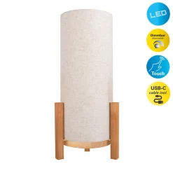 Näve Akkutischleuchte "MADITA" H: 48cm leinen/natur