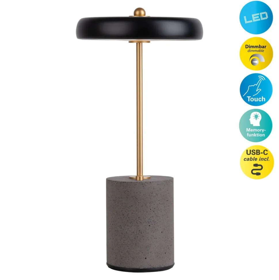 Näve Akku Tischleuchte "SETA" H: 30cm schwarz