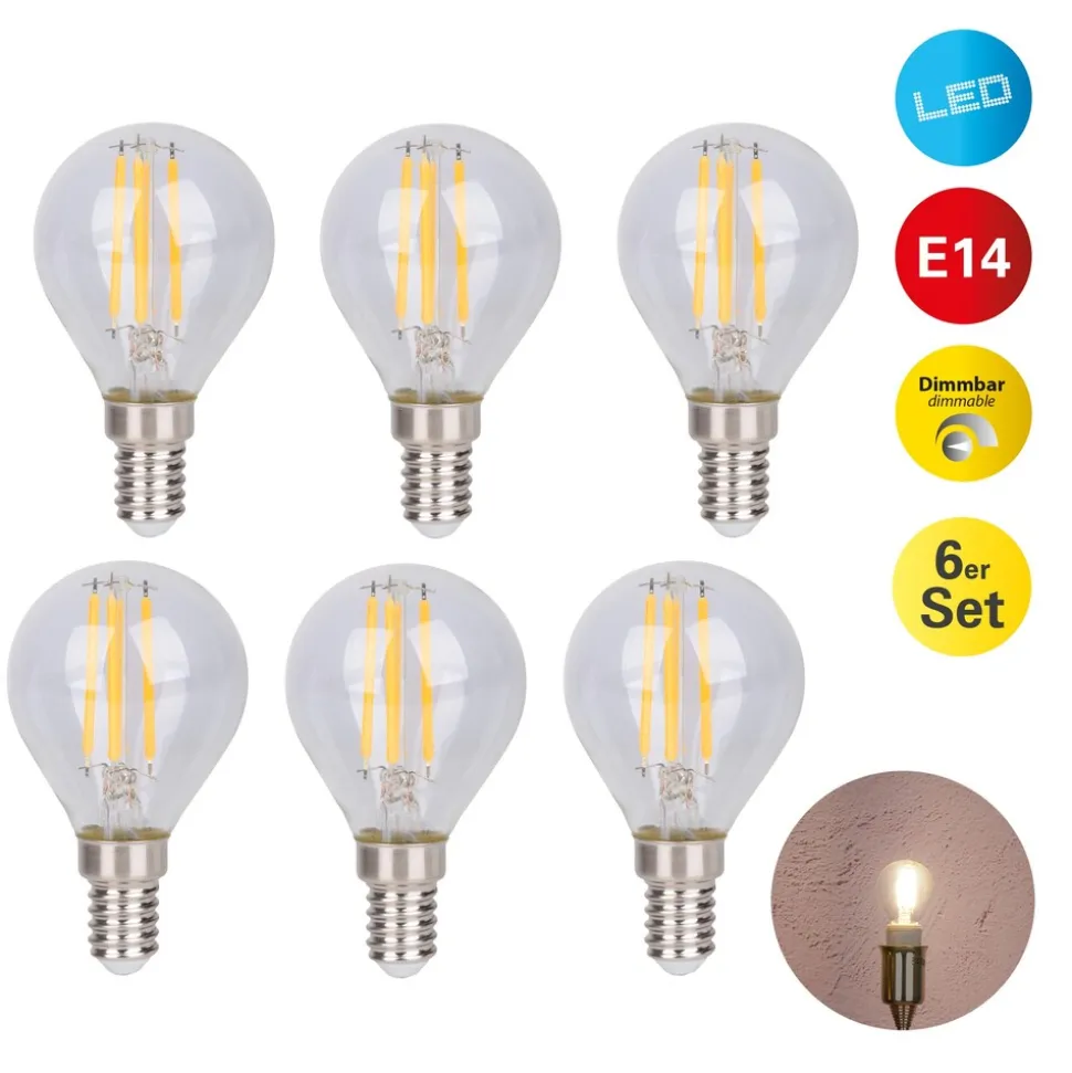 Näve 6er-Set LED Leuchtmittel "DAFFY" H: 7,8cm warmweiß