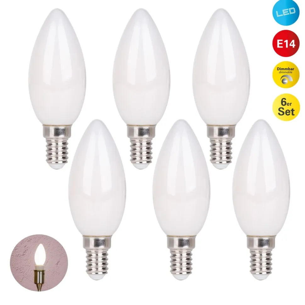 Näve 6er-Set LED Leuchtmittel "DAFFY" H: 10,2cm warmweiß