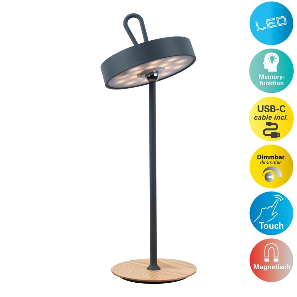 Näve LED-Akku-Tischleuchte "ELLI" grau