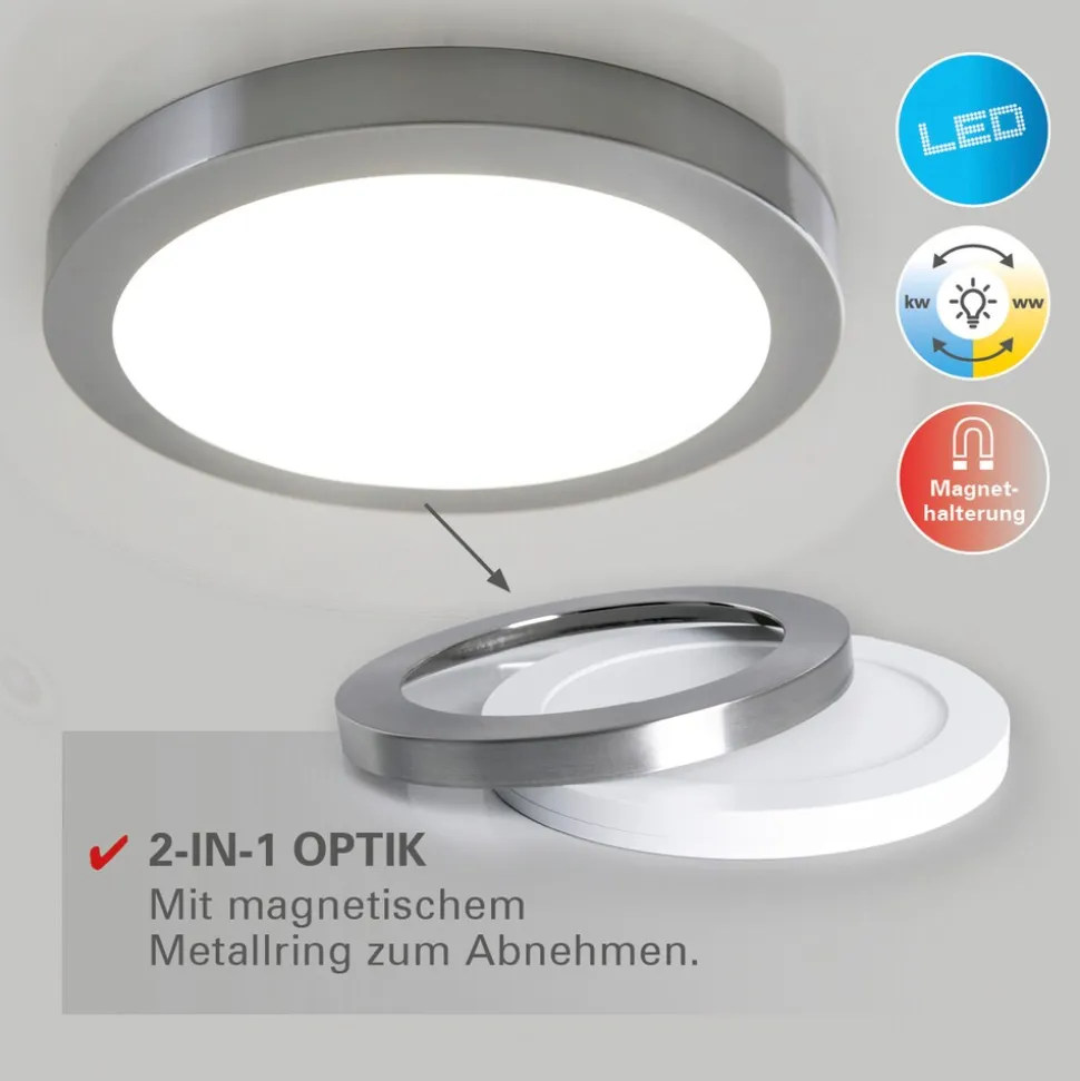 Näve LED / CCT Deckenleuchte "BONUS" Ø: 22,5cm chrom
