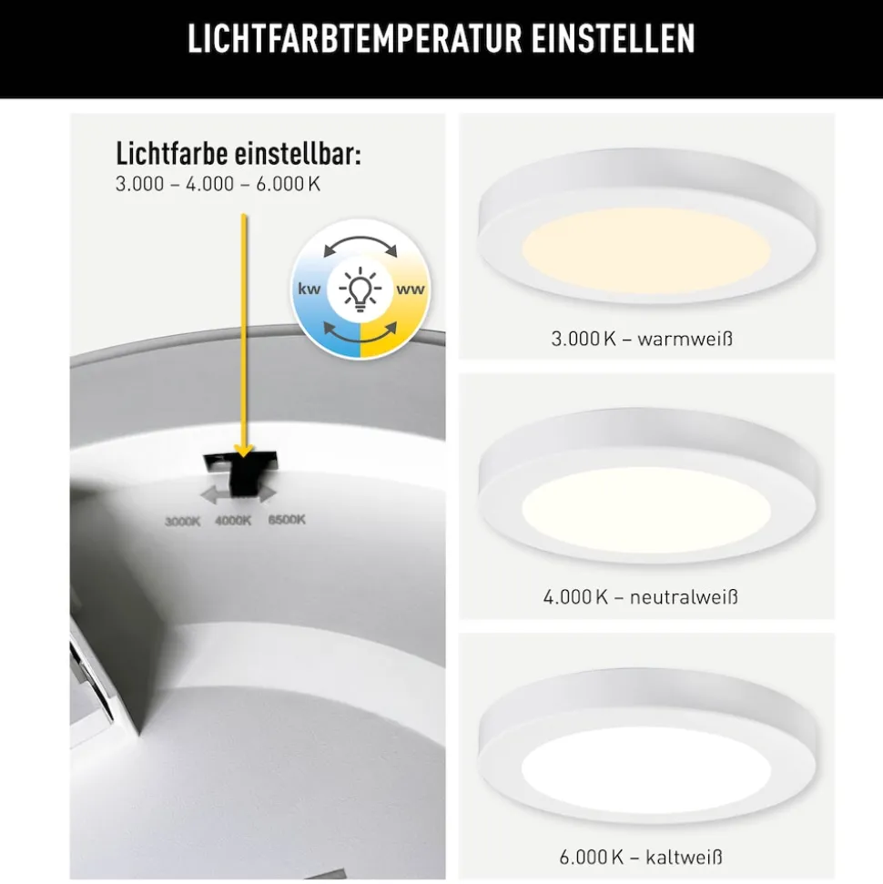Näve LED / CCT Deckenleuchte "BONUS" Ø: 16,5cm weiß