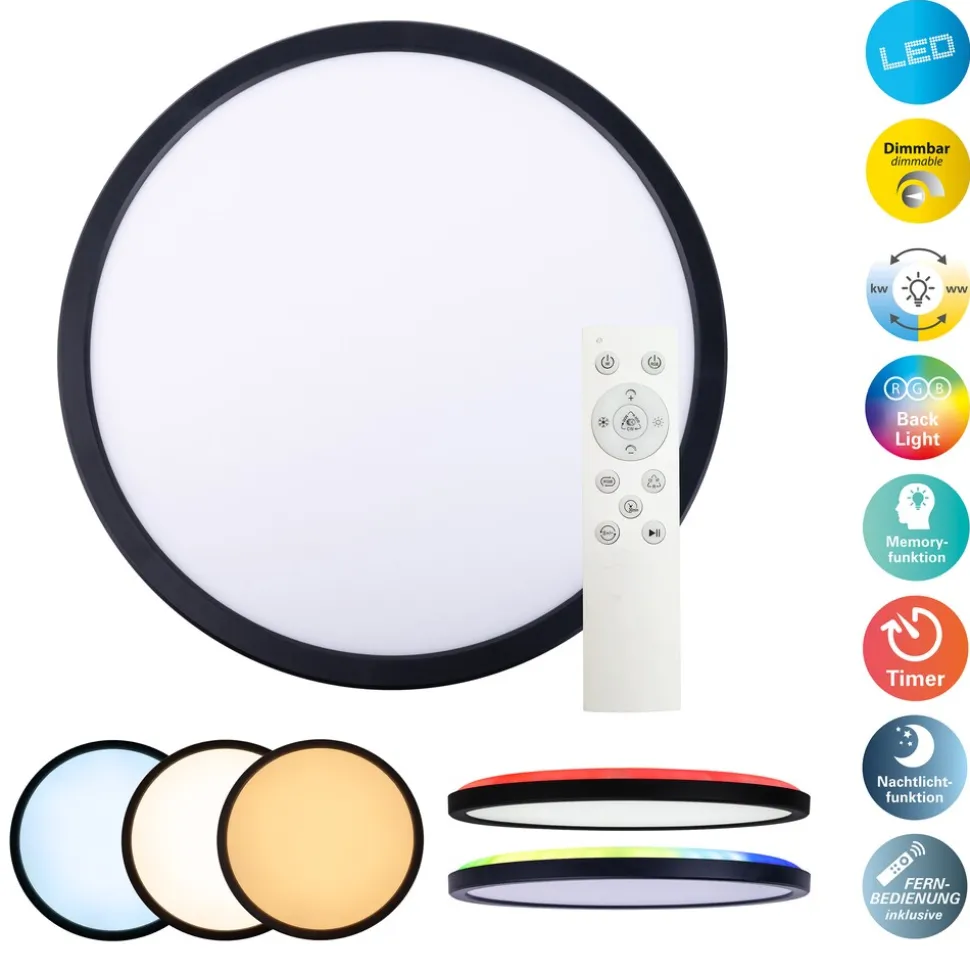 Näve LED / CCT Deckenleuchte "CARLO" inkl. RGB-Backlight Ø: 29,3cm