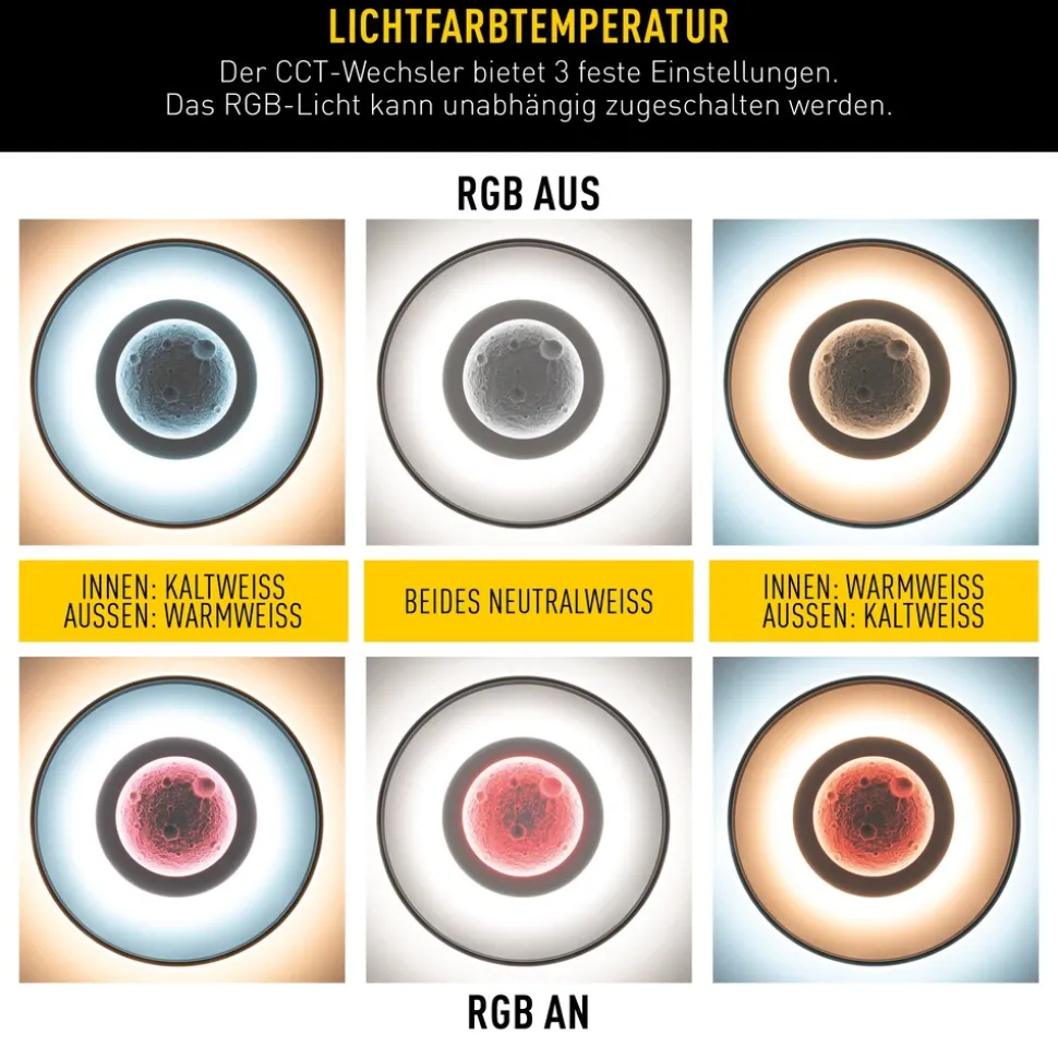 Näve LED / CCT / RGB Deckenleuchte "LIVANA" Ø: 70cm