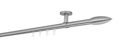 Ondeco Gardinenstange auf Maß Innenlauf 20mm Patrone 1-lauf Deckenträger 4cm mit Gleiter Farbe: Edelstahl-Optik, Größe: 100cm