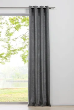 Ondeco Ösenschal Chalet Gardinen Blickdicht Vorhang Schlafzimmer Ösen Vorhänge Blickdicht 1er Set Farbe: Grau, Größe: 135x245 cm