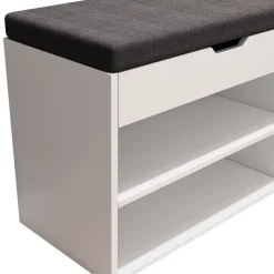 Oskar-Store Schuhbank Titus Weiß, 60 x 45 cm, Schuhregal mit Sitz, Klappdeckel, Fächer