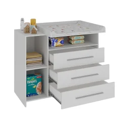 Oskar-Store Wickeltisch Paula, 110 x 94 cm, Weiß, Wickelkommode mit Wickelaufsatz