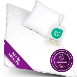Premium 2-in-1 Seersucker Betten Set Decke 135x200 cm Kissen 80x80 cm kein Bezug nötig