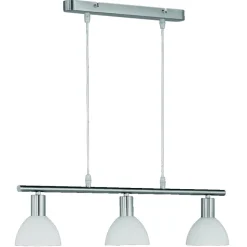 Reality Trio Pendelleuchte Hängelampe, 3-flammig, nickel matt, Glasschirm weiß