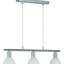 Reality Trio Pendelleuchte Hängelampe, 3-flammig, nickel matt, Glasschirm weiß