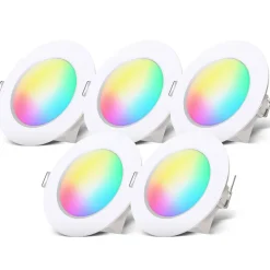 RGBW-LED Einbauleuchten, 5er-Set, weiß,5xLED 4,8W