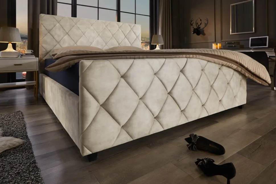 riess-ambiente Boxbett ELYSIUM 180x200cm champagner beige Samt mit Stauraum