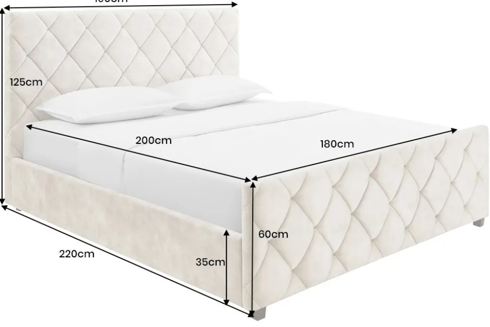 riess-ambiente Boxbett ELYSIUM 180x200cm champagner beige Samt mit Stauraum
