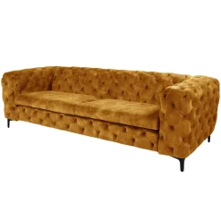 riess-ambiente Chesterfield Sofa MODERN BAROCK 235cm senfgelb Samt 3-Sitzer Couch Federkern