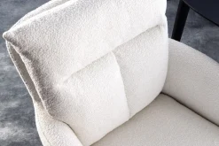 riess-ambiente Stuhl BIG GEORGE - drehbar Retro weiß Bouclé mit Armlehnen Bonellfederkern Esszimmer