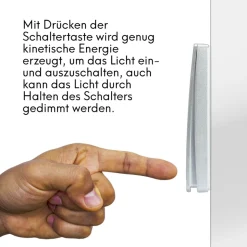 Schalter und Empfänger Funkschalter SET für LED Beleuchtung 230V Montage an der Wand Taster Drahtlos Kinetisch Batterielos